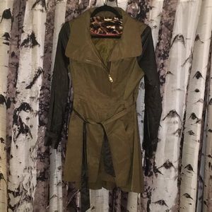 Steve Madden fall coat, leather sleeves